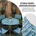 thumbnail image 5 of Light Blue Teal Fitted Tablecloth with Elastic Edged, Round Table Cloth for Dining Table, Retro Botanical Abstract Art Waterproof Oil Proof Table Cover for Indoor Outdoor 55"-60", 5 of 8