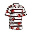 thumbnail image 2 of Haiem Ladybugs on Black and White Striped1 Printed Hawaiian Shirt for Men - Men’s Casual Beach Summer Shirts - Stretch Fabric with Modern Fit-X-Large, 2 of 9
