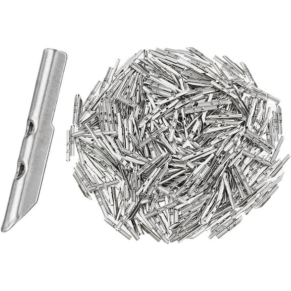 Stainless Iron 300Pcs Elastic Barbed Cord Fastener 4mm Wide Cord Aiglet Hoodie Cord Lock Ends Cord Stretch Loop Band Metal Ends for DIY Hat Mask Journals Shoe Lace Replacement