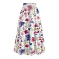 thumbnail image 4 of WTOBBY Boho Floral Summer Maxi Skirt Women's Drawstring High Waisted Long Skirt Lightweight Beach Vacation Skirt Tiered Flowy Pleated Skirt with Elastic Waist,Pink 2XL, 4 of 4