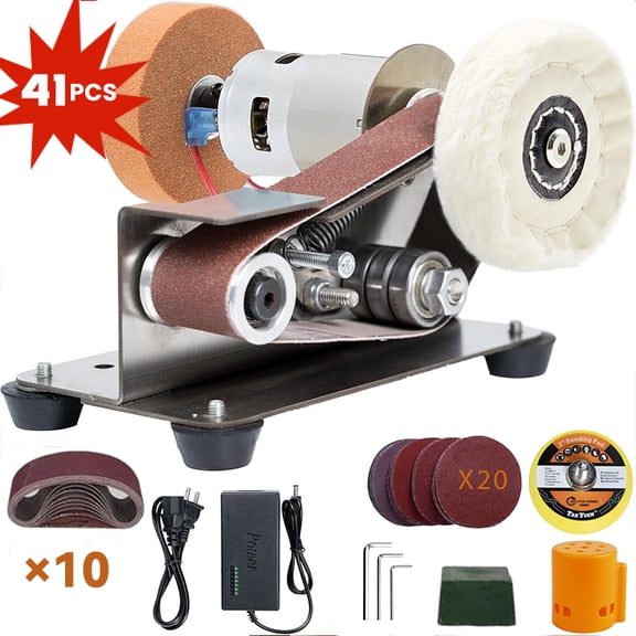 Mini Belt Sander, Mini Electric Belt Sander With 7-Speed Adjustable Speed Control & 10 Belts, Heavy-Duty Small Grinder/Sharpener/Polisher Machine For Knife Making, Wood & Metal Working, DIY