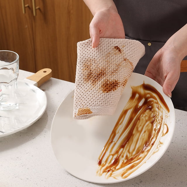 Cakevio 6 Pack Weave Kitchen Dish Cloths 12x12 Inches a Soft Absorbent Quick Drying Dish Towel for Kitchen Use. Available inGray Brown and Brick Red