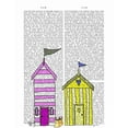 thumbnail image 2 of Fab Funky 20x24 White Modern Wood Framed Museum Art Print Titled - Beach Huts 3 Illustration, 2 of 4
