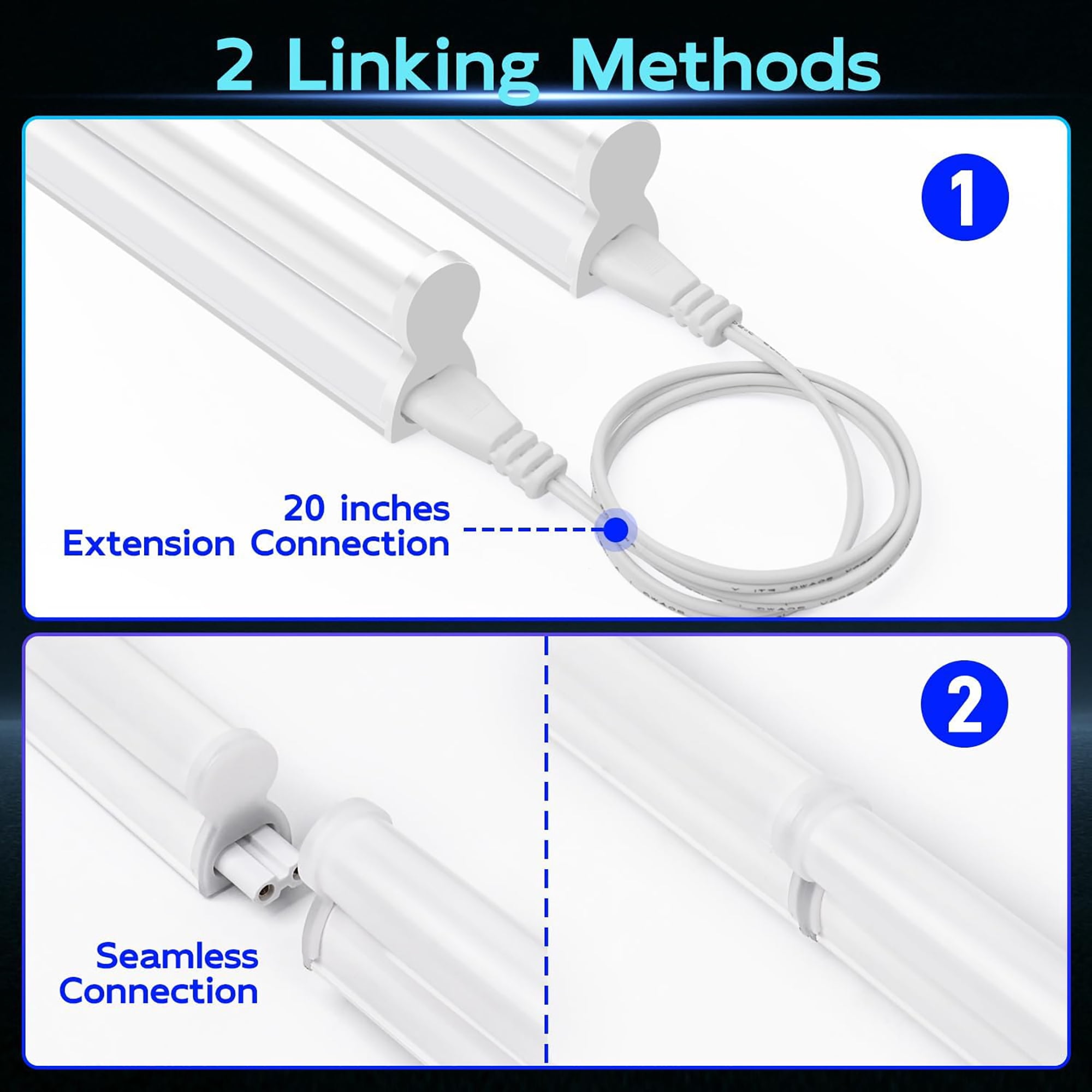 Hlite 6-Pack T5 LED Shop Light, 4FT 22W 2200LM 6500K Daylight, Plug in/Hardwire, Linkable Utility Light for Garage, Warehouse, Workshop, Under Cabinet