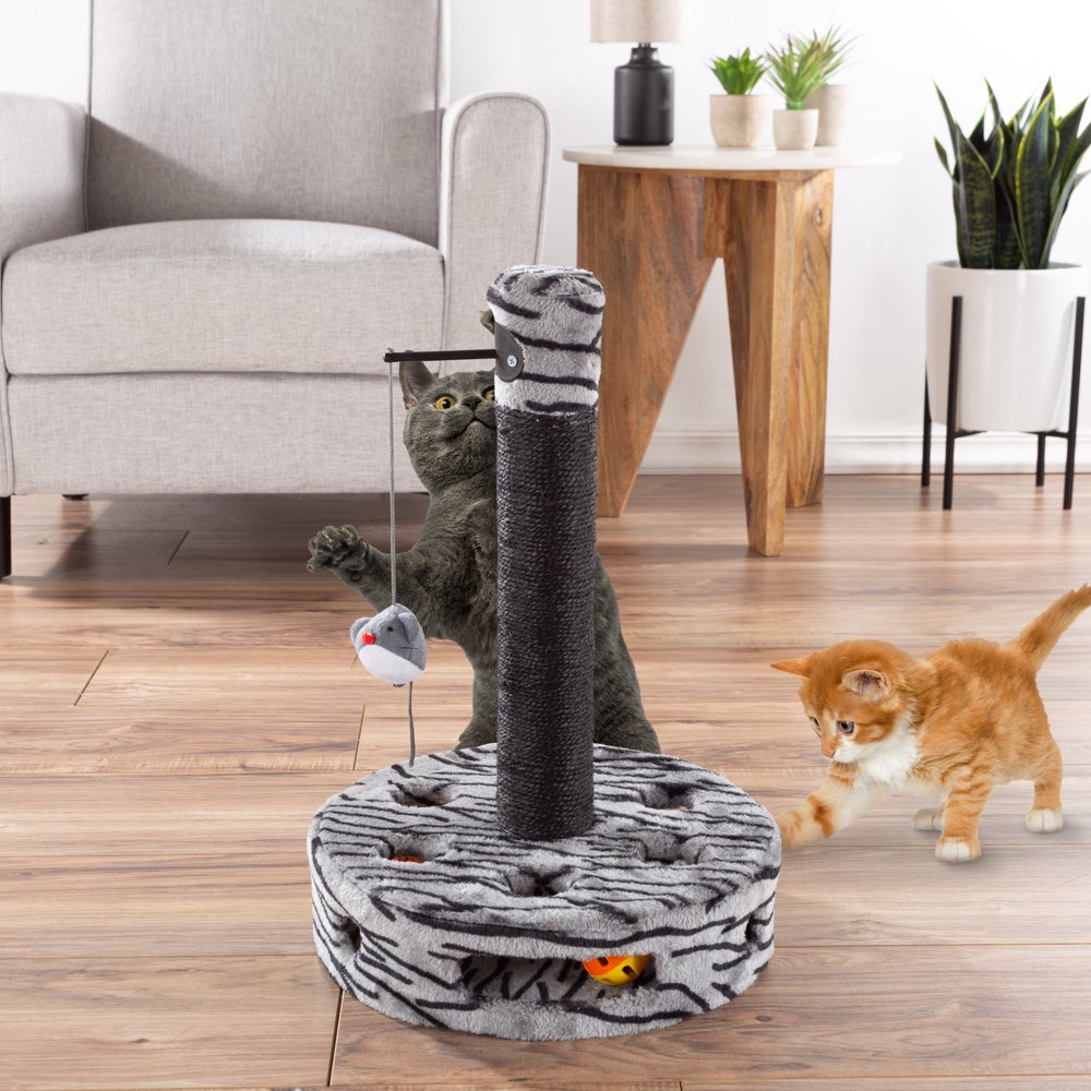 Interactive Cat Scratching Post BuiltIn Rolling Ball & Track Toy