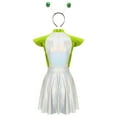 thumbnail image 4 of LiiYii Ensemble de Costume d'Astronaute pour Femmes, Robe Mini Évasée à Manches Courtes avec Cheveux, Vert, 4 of 8