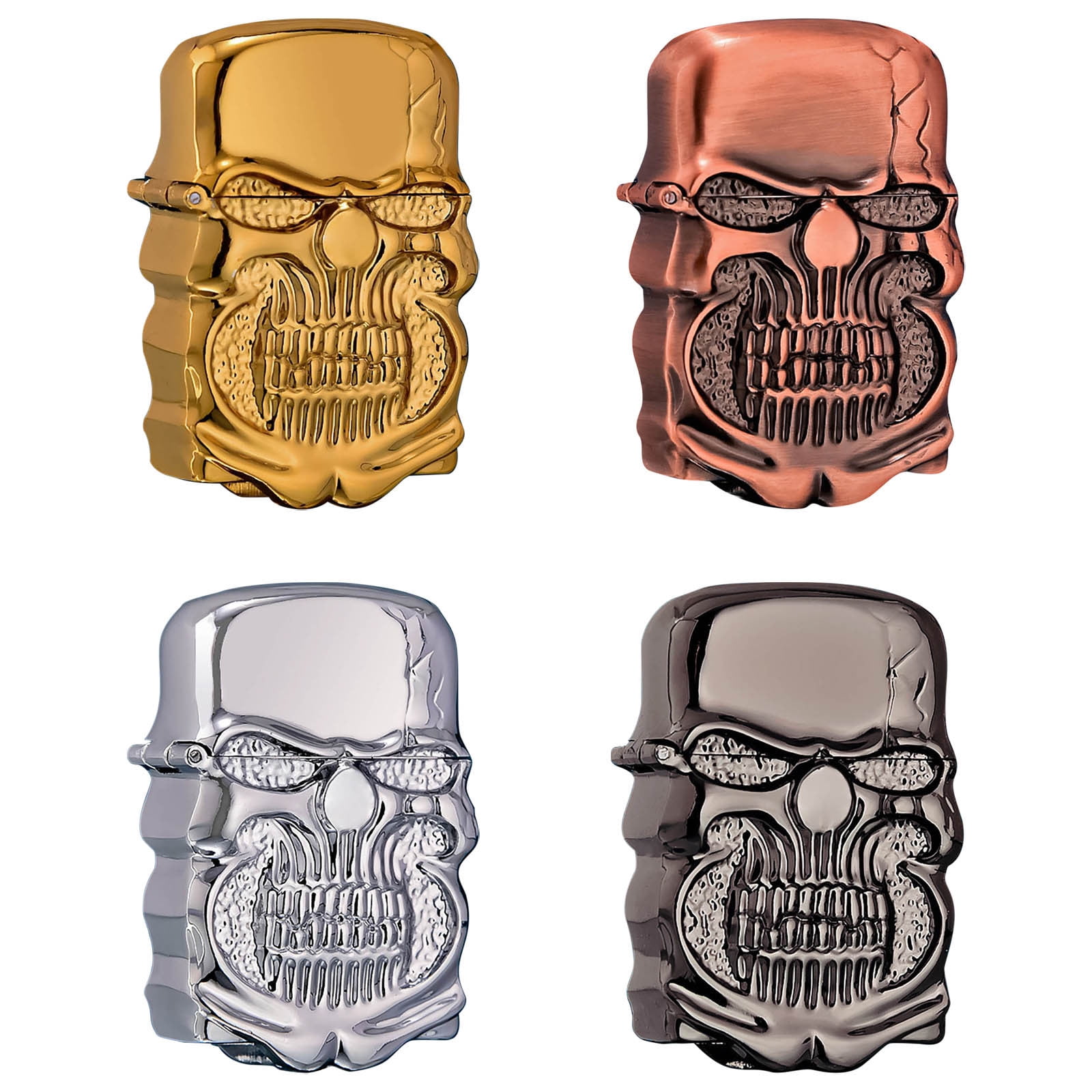 YiJuHui 4pcs Heavy Armor Skull Lighter Case Handmade Gift for Men,Lighter for Father, Boyfriend, Husband Stylish Design for Home Everyday Carry Outdoor Hiking Camping