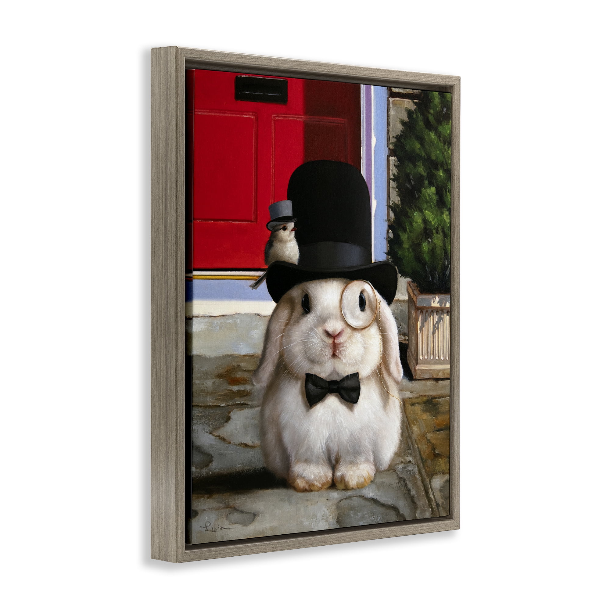 Stupell Industries Lord Bunbury Rabbit Brown Framed Floater Canvas Wall Art, design by Lucia Heffernan