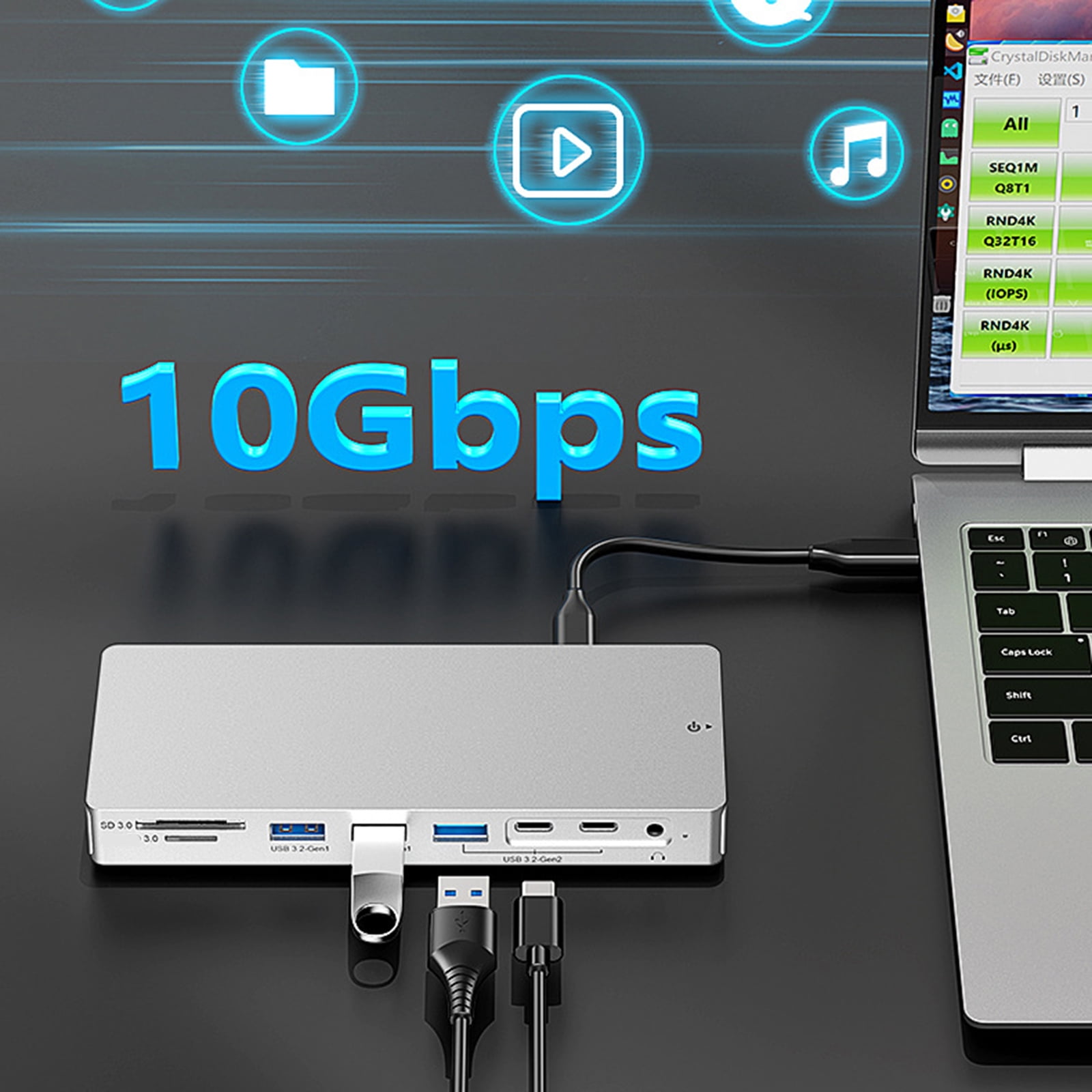 14 In 1 Type C Hubs With 100W Power Delivery HDTV 4K 60Hz USB 3.2 Ethernet For Laptop