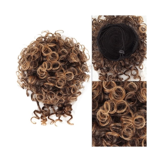 Messy Curly Hair Bun Extension Synthetic Tousled Updo Drawstring Ponytail Hairpiece