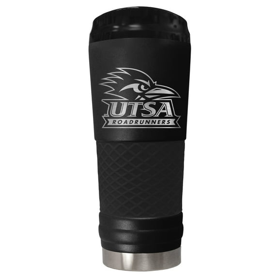 Texas San Antonio 24 ounce vacuum insulated stainless steel tumbler in black powder coat and laser etched team logo