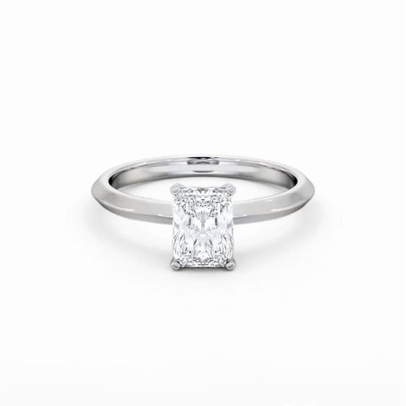 Dash Jewel 2.3 Ct Radiant Cut Lab Created Diamond Engagement Ring  Knife Edge Shank  14K White Gold Plated Ring for Women  Birthday Jewelry Gift