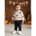 thumbnail image 3 of BemeyourBBs Girls Halloween Sweater Long Sleeve Bow Pumpkin Embroidery Knit Tops, 3 of 9