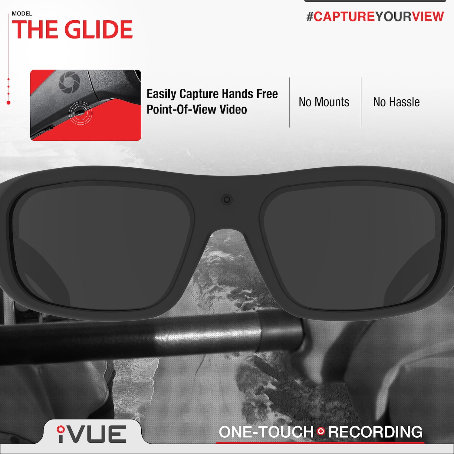 Glide 1080P HD Camera Glasses, Video Recording Sunglasses DVR Eyewear, 30fps, 64GB Memory