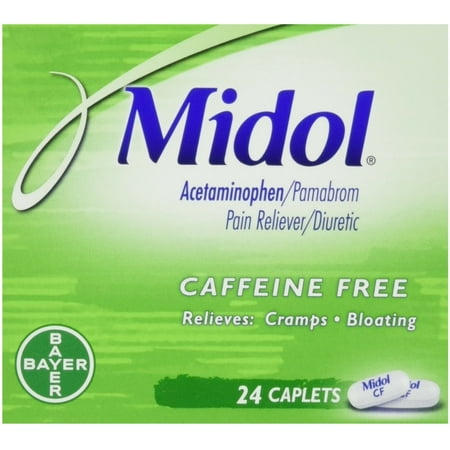 Midol Caffeine Free Caplets 24 ea (Pack of 4)