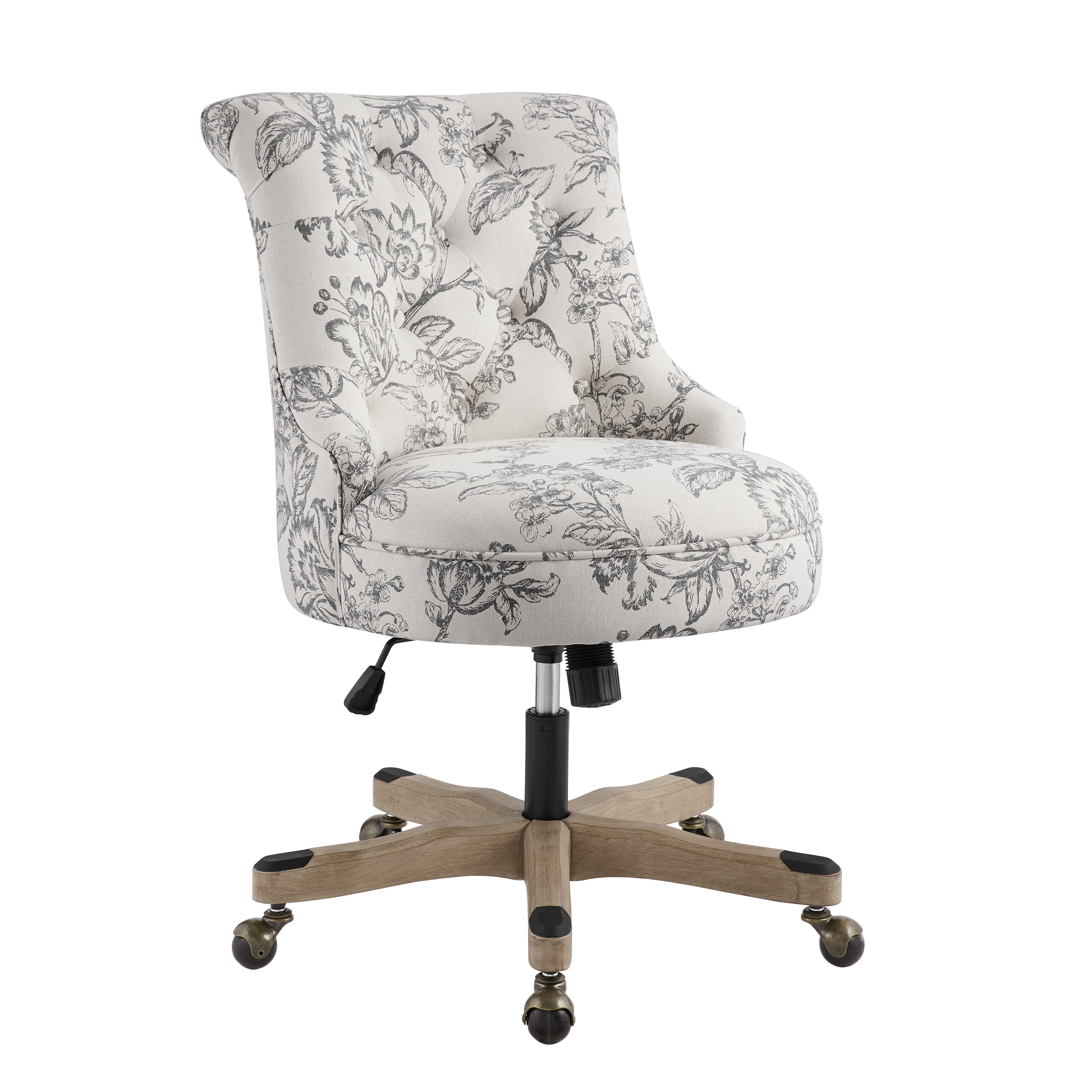 Sinclair Traditional Tufted Swivel Chair with Casters & Adjustable Height - Linon