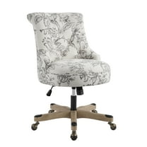 Linon Sinclair High Back Office Chair with Adjustable Height, Tilt and Swivel, Graywash/Gray Floral