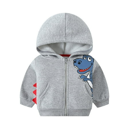 

mgdxox Toddler Baby Boys Girls Cute Coat Long Sleeve Full Zip Hooded Neck Outerwear Fashion Hooded Sweatshirts Coat Cute Graphic Print Gray 6 Years