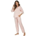 thumbnail image 3 of Unique Bargains Women's Satin Lounge with Pants Nightwear Pajama Sleepwear Sets, 3 of 5