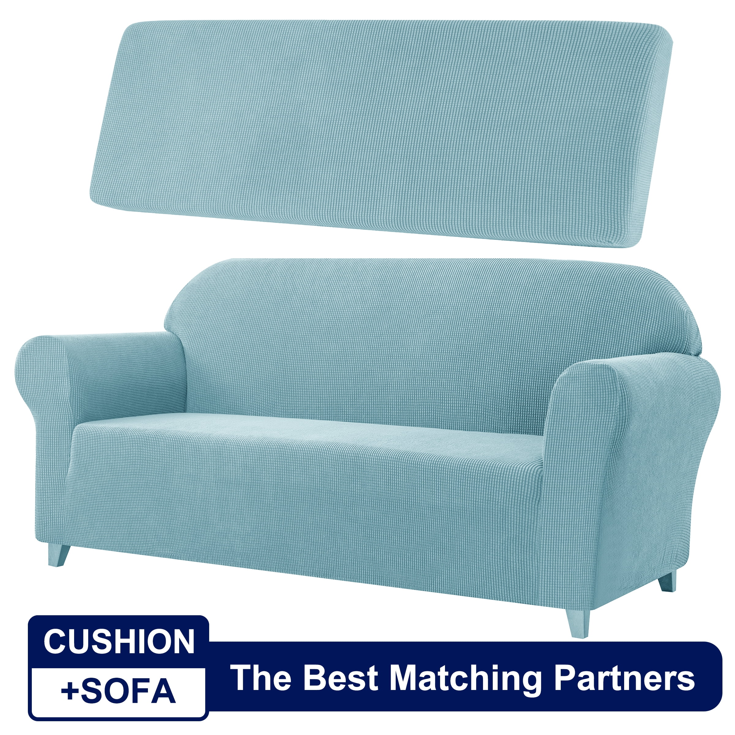 Subrtex Sofa Cover 1 Piece Slipcover with extra Stretch Cushion Seat Cover, Sofa, Steel Blue