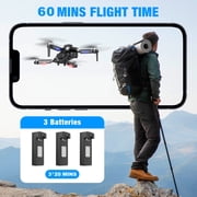 AUOSHI Drones with Camera for Adults 4K, FPV RC Quadcopter for Kids Beginners with 3 Batteries, Foldable, Brushless Motor, 3D Flips,One Key Take off/Land, Black