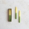 thumbnail image 2 of Creative Co-Op 2-Piece Unscented Twisted Taper Candles, Yellow Ombre and Green Color, Set of 2, 2 of 4