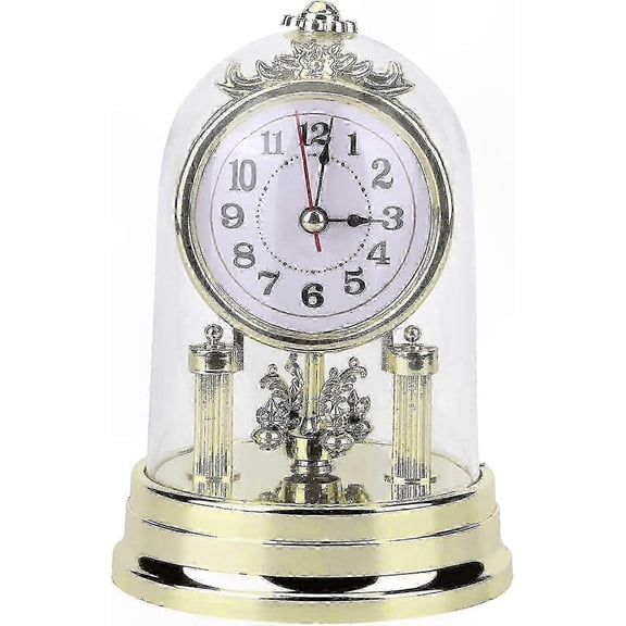 Retro Style Mantel Clock, Silent Non-Ticking Battery Operated Table Clock for Living Room, Bedroom, Office Decor