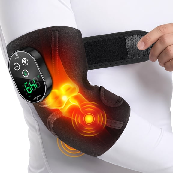 Cordless Elbow Heating Pad for Elbow Relief,  Heated Elbow Massage Brace, Rechargeable 3000mAh Battery Arm Massager, 5 Heat Levels and 3 Vibration, Heated Elbow Brace for Relief