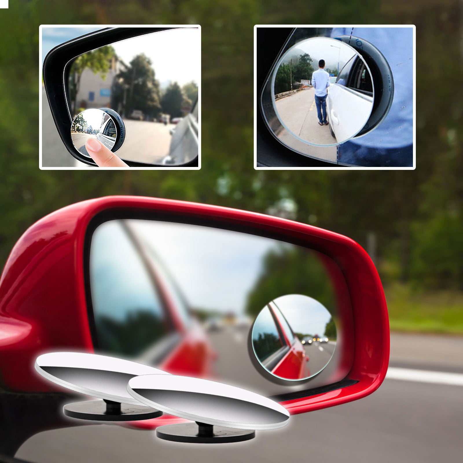 Volwco Car Blind Spot Mirror-Universal 360 Degree Rotation Adjustable Wide Angle Rear View Mirror,HD Glass Convex,Reversing Mirror Into Auxiliary Mirror 