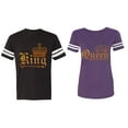 thumbnail image 1 of Wild King Queen Matching Couple Cotton Jerseys (Men Black / Women Purple) (Men S / Women XL), 1 of 3
