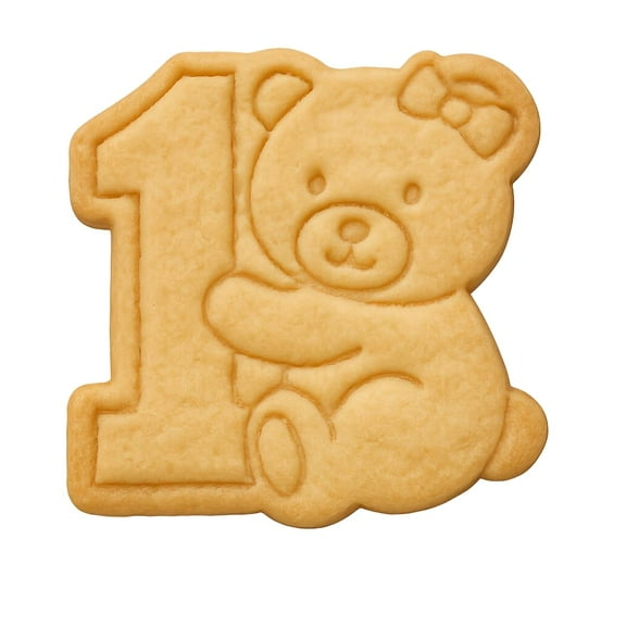 Teddy Bear with Number 1 Cookie Cutter & Stamp 4x3.8" for Baking & Fondant Clay