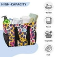thumbnail image 5 of Reusable Grocery Bags with Handle Side Pocket Waterproof Shopping Portable Tote Pink Yellow Leopard, 5 of 8