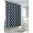 thumbnail image 3 of Fsddascl Navy Blue Morocco Shower Curtain Set - 48" x 72" Washable Bathtub Curtain with 12 Hooks, Modern Farmhouse Minimalist Plaid Waterproof Fabric Stall Shower Curtains for Bathroom/Bathtub, 3 of 6