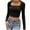 Black, variant on biudgviw Going out Tops for Women Fashion Long Sleeve Solid Color T-Shirts Slim Square Neck Cropped Shirts
