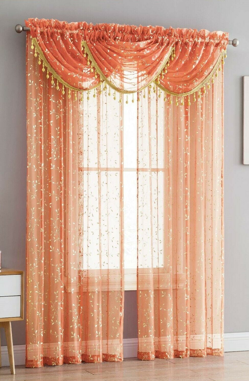 Luxury Waterfall Austrian Beads Trimmed Window Valances Assorted Colors 