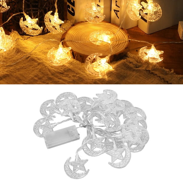 Luces Decorativas Eid, Luces Decorativas De Ramadán, 3 Metros, 20 LED, Estrella De Plástico En Forma De Luna Para Halloween