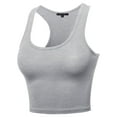 thumbnail image 2 of A2Y Women's Basic Cotton Casual Scoop Neck Sleeveless Cropped Racerback Tank Tops Heather Grey L, 2 of 3