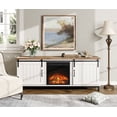 thumbnail image 2 of WAMPAT TV Stand with 18'' Electric Fireplace for 65 75 Inch TV, Farmhose Entertainment Center with Sliding Barn Door, Fireplace Storage Cabinet Wood Media Console Table for Living Room, White, 2 of 9