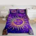 thumbnail image 2 of Manfei Boho Abstract Sun Queen Comforter Set,Vintage Damask Floral Bedding Sets,Purple Gold Bedding Comforter Set For Adults,Luxury Bedroom Decor Reversible,3pcs, 2 of 8
