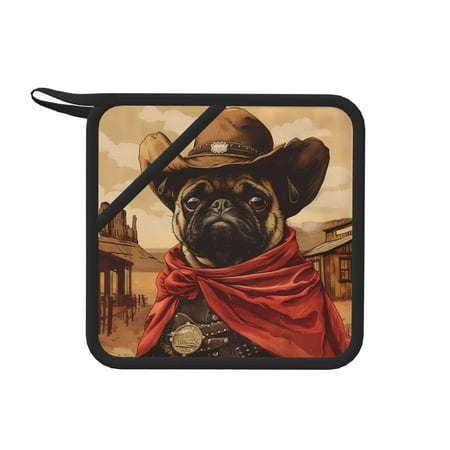 

Matuu Western French Bulldog Cowboy for Square Silicone Anti-hot Pad for Kitchen Potholders Hot Dishers Spoon Holder