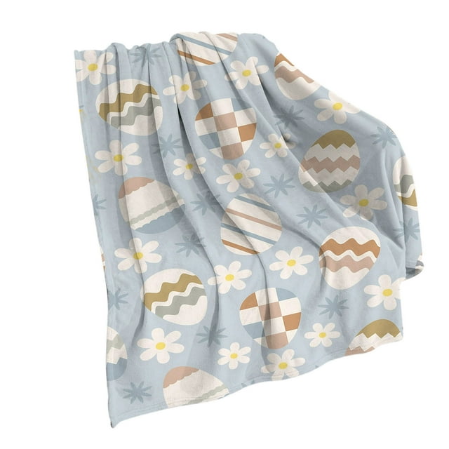 Rbaofujie Couverture Portable Couverture de Pâques Couverture d'Œufs de Pâques Couverture en Flanelle Imprimée Numérique Couverture de Conditionnement Couverture de Sieste Couverture d'Été