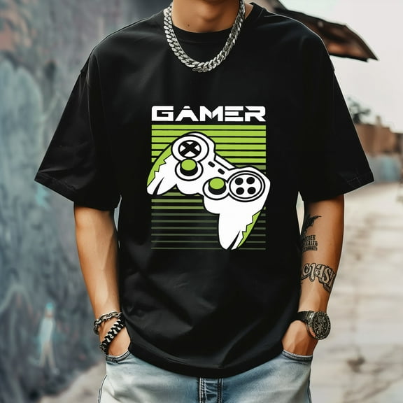 Men's T Shirt Round Neck Patterned Tee Summer New Sports Shirt Vintage Style Gift for Friends XS