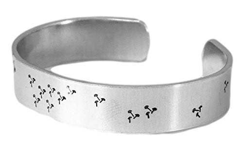 Adjustable Aluminum Bracelet 1/2" Dandelion Wish Hand Stamped Cuff Bracelet 