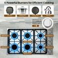 thumbnail image 6 of Costway 36 Inches Gas Cooktop Stainless Steel Built-in Stovetop with 6 Sealed Burners, 6 of 10