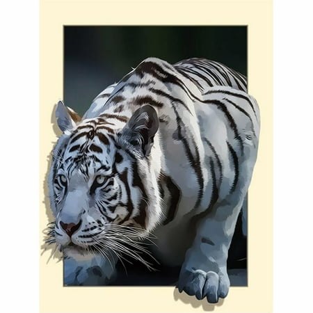 Fancyleo 2019 New 3D Big White Tiger Drill Wall Full Diamond Diamond Painting Home (Best 3d Prints 2019)