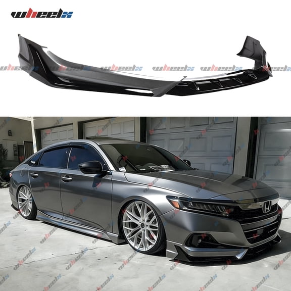 Front Lip Compatible with 2021-2022 Honda Accord, ACR Style JDM Air Dam Lower Chin Bumper Splitter Protection Body Kit Fits for 4-Door Sedan 2021 2022 (Modern Steel Metallic & Glossy Black NH-797M)