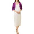 thumbnail image 2 of INSPIRE CHIC Valentine's Day Women's Shrugs Floral Lace Cardigan 3/4 Sleeves Sheer Cover Up Top XS Rose Purple, 2 of 6