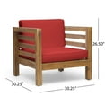 thumbnail image 4 of GDF Studio Cascada Outdoor Acacia Wood Club Chair with Cushion, Teak and Red, 4 of 11