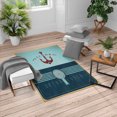 thumbnail image 1 of Nautical Turkish Area Rug, Vintage Marine Design for Ocean Lovers Anchor Compass and Stripes, Soft Carpet for Living Room Decor with Distressed Look, 2.6' x 5', Night Blue, by Ambesonne, 1 of 4