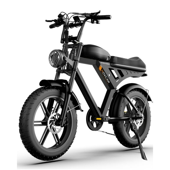 V30 20'' Fat Tire Adult Electric Bike, 1000W Off-Road Mountain Ebike - 48V 15.6AH, 28MPH Speed, 8-Speed & Disc Brakes, Black